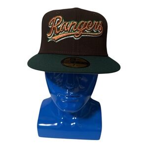 New Era 59Fifty Texas Rangers Brown/green Color pack Fitted Hat Size 7 1/8